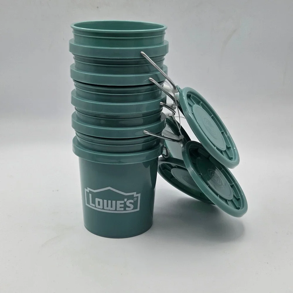 LOT OF 5 Lowe's Teal Mini Buckets w/ Lid VIRAL‎ 0.42 Qt